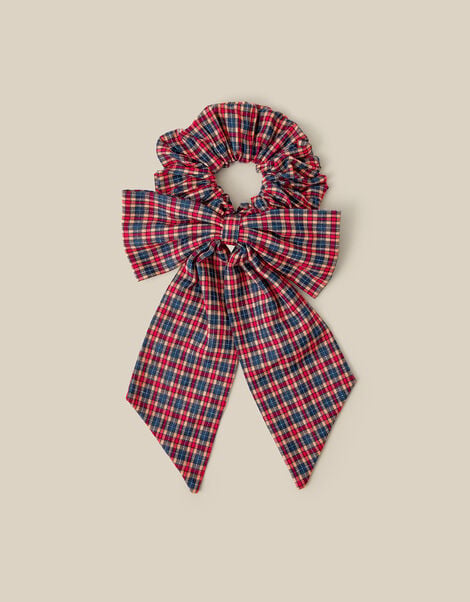 Tartan Bow Hair Scrunchie, , large