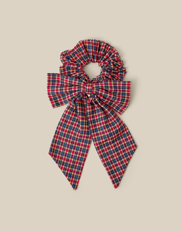 Tartan Bow Hair Scrunchie, , large