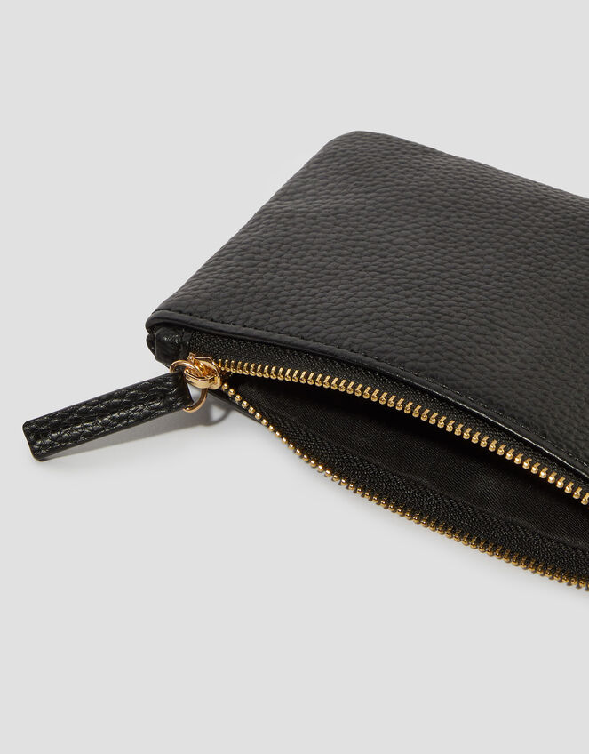 Faux Leather Coin Purse, Black (BLACK), large