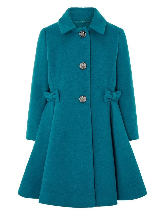Bow Flared Coat, Teal (TEAL), large