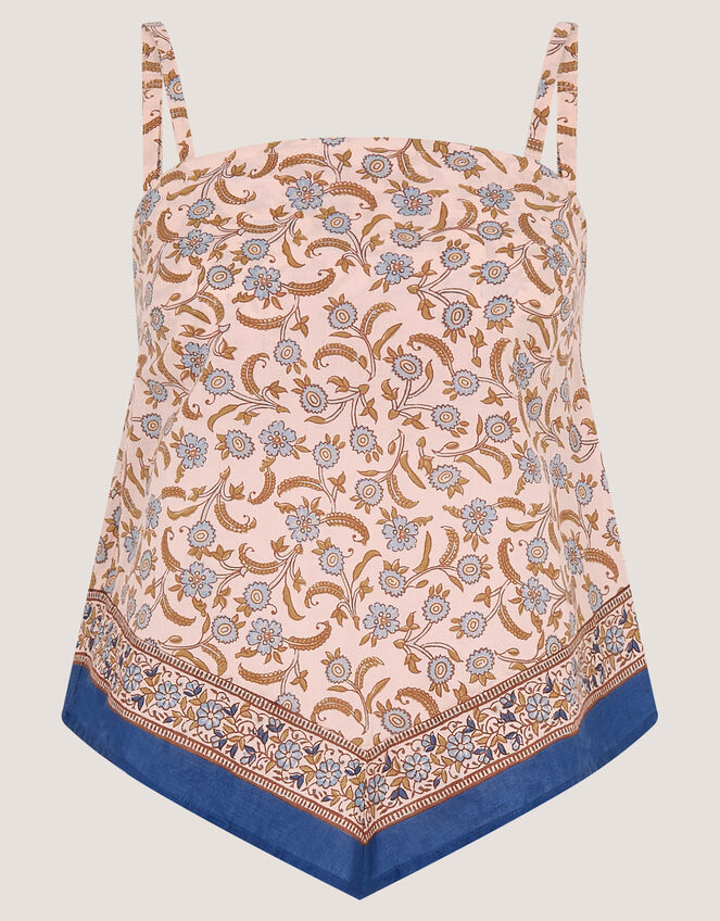 Ari Floral Scarf Bandeau Top, Blue (BLUE), large