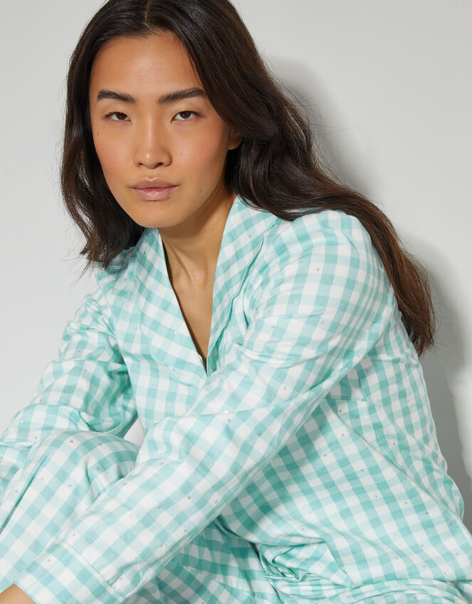 Clementine Gingham Pyjama Set, Teal (TEAL), large