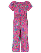Paisley Shirred Jumpsuit, Pink (PINK), large