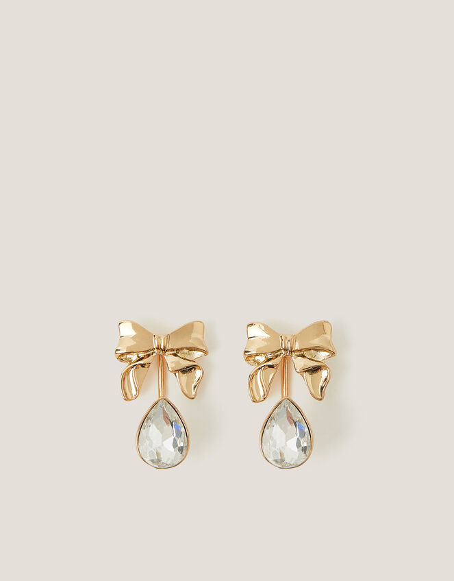 Bow Gemstone Drop Earrings, , large