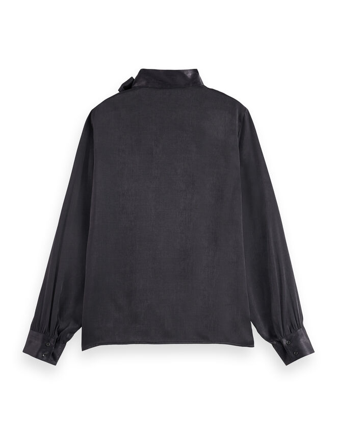 Scotch and Soda Bow Neck Blouse, Black (BLACK), large