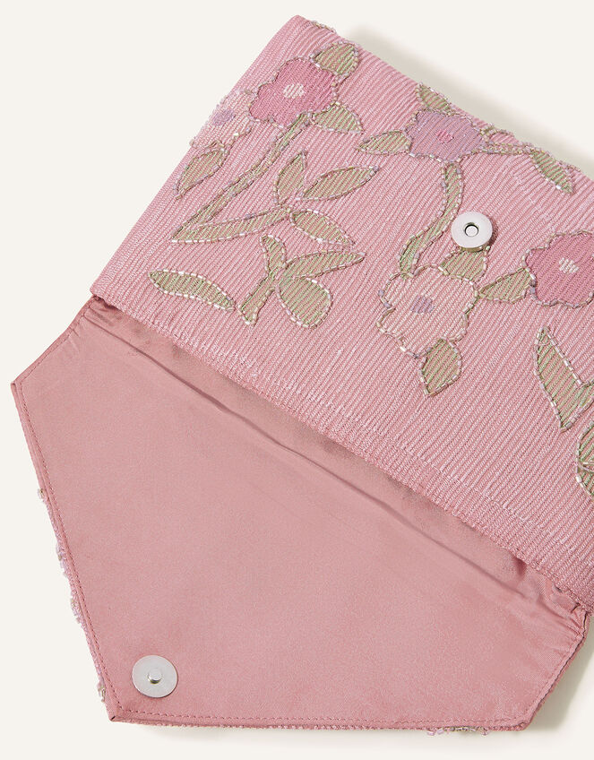 Floral Embellished Occasion Envelope Clutch Bag, , large