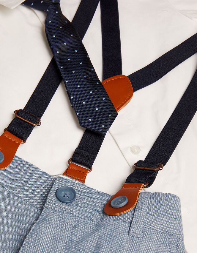 Nathan Trousers, Shirt and Tie Set with Braces, Blue (BLUE), large