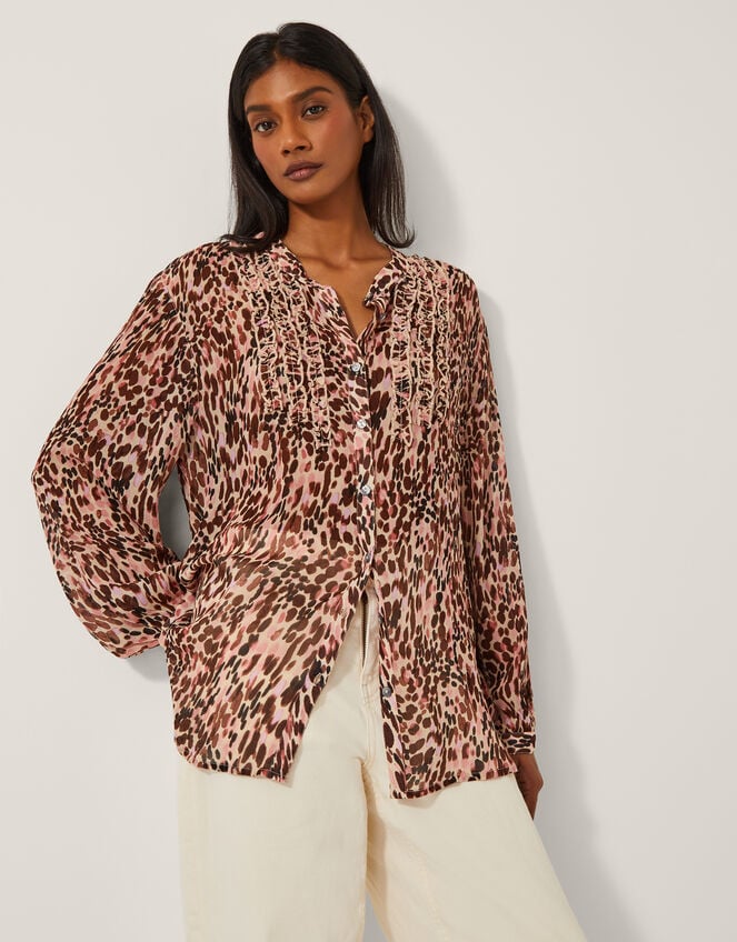 Sisi Animal Print Blouse, Pink (PINK), large