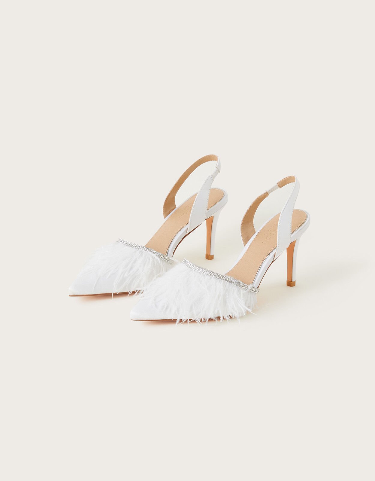 Marabou Slingback Bridal Heels Ivory