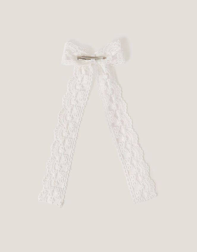 Long Lace Bow Hair Clip, , large