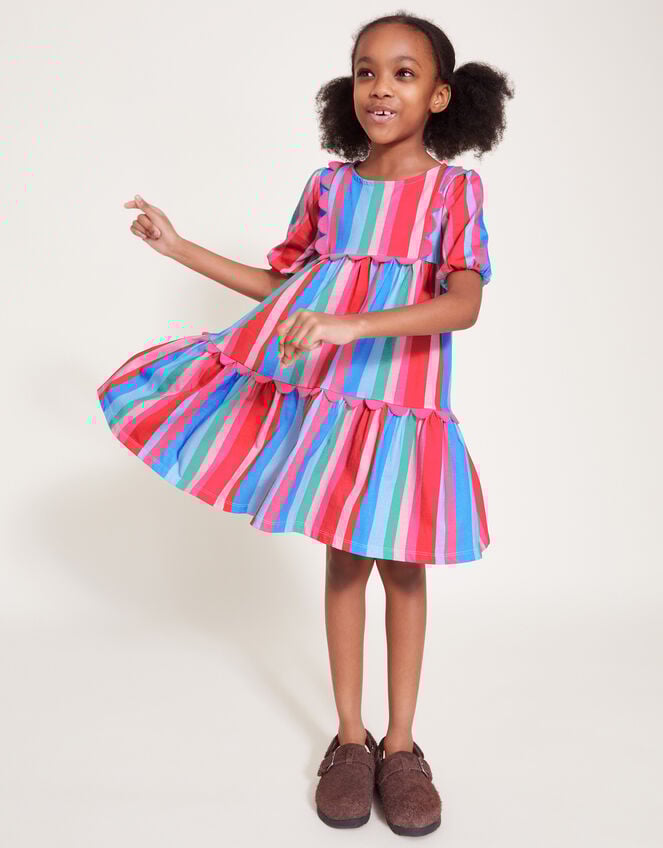 Stripe Scallop Jersey Dress, Multi (MULTI), large