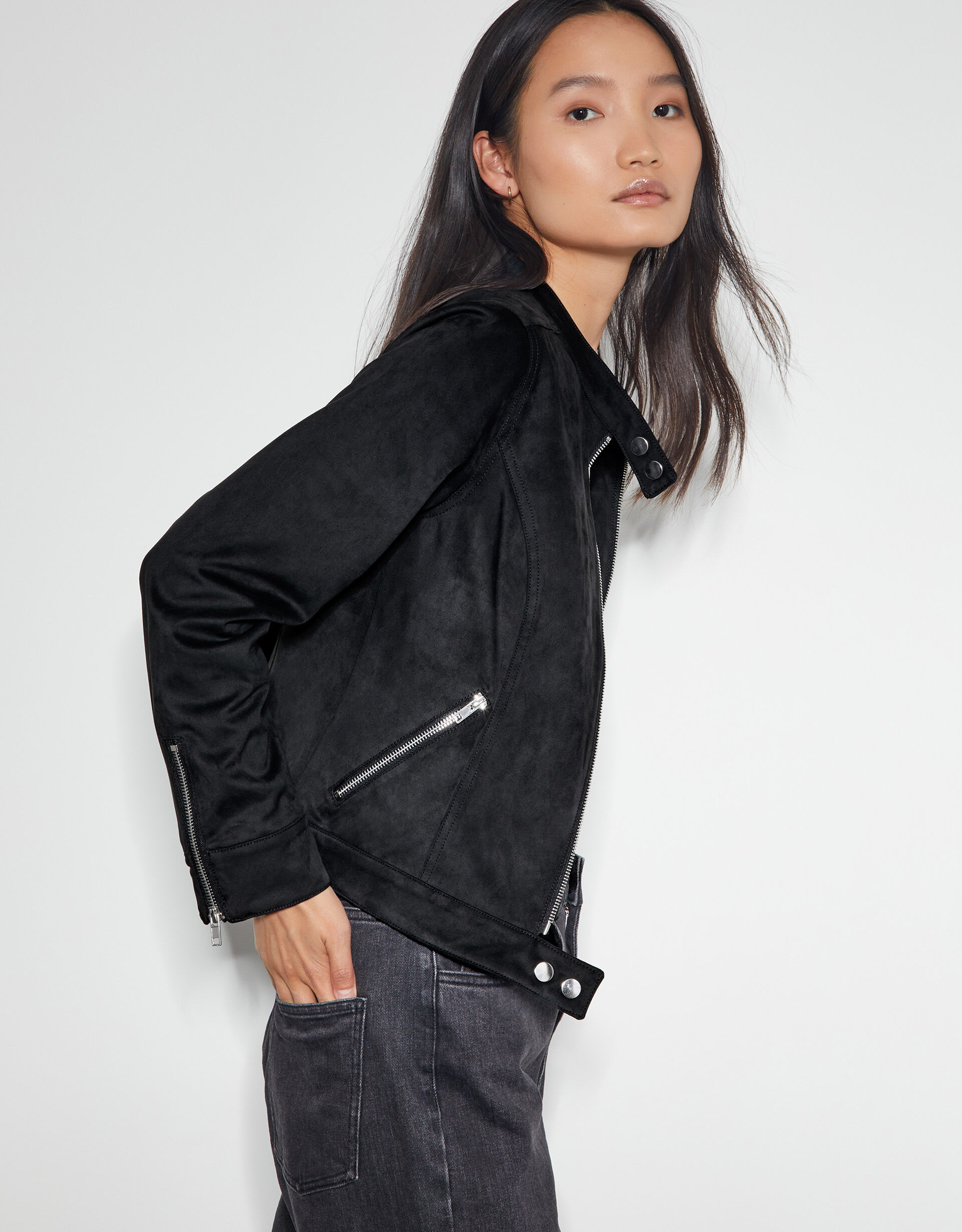 Black suedette jacket on sale