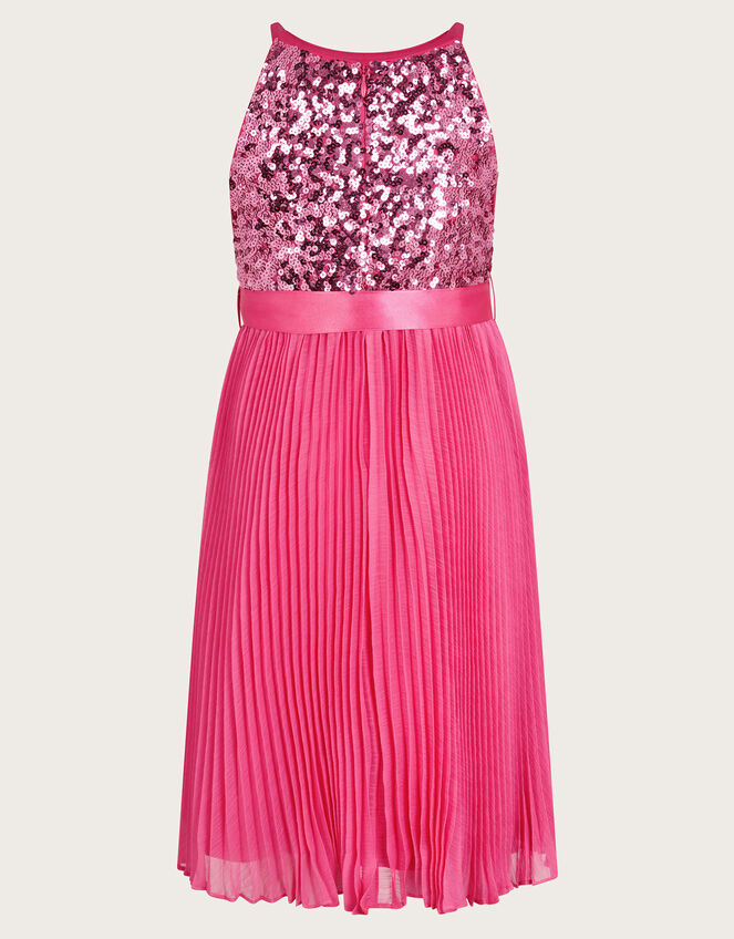 Sequin Pleated Truth Dress, Pink (MAGENTA), large