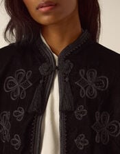 Fenya Velvet Cape Coat, Black (BLACK), large