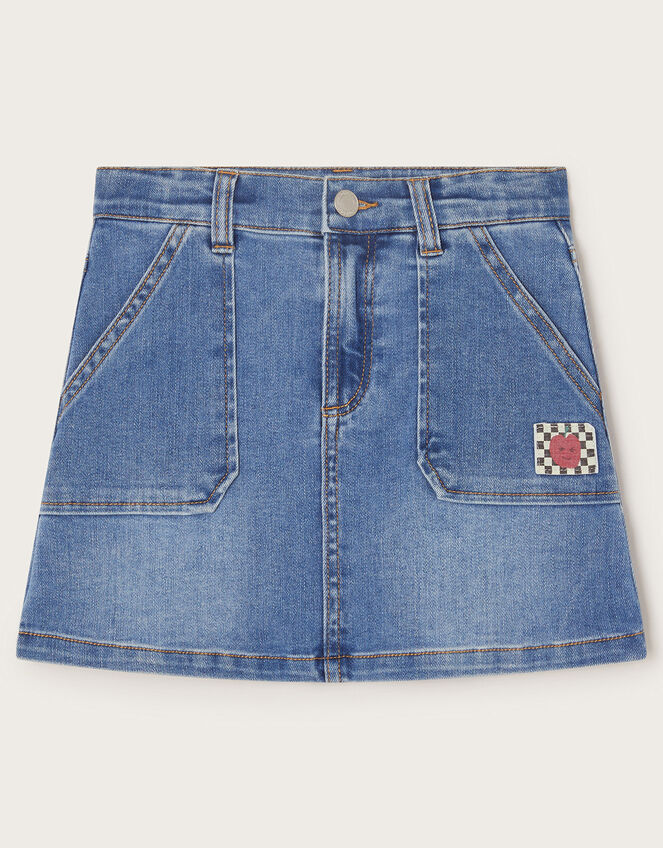 Denim Mini Skirt, Blue (BLUE), large