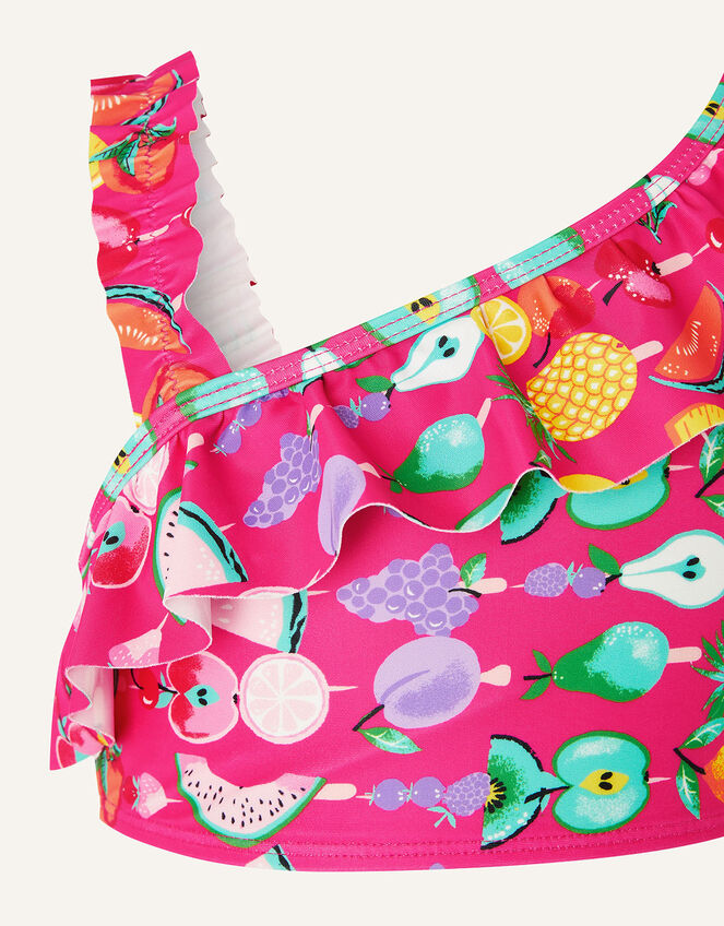Fruit Print One-Shoulder Bikini Set, Pink (PINK), large