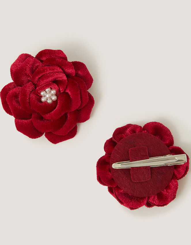 2-Pack Velvet Rose Hair Clips, , large
