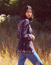 Navy Embroidered Jacket with LENZING™ ECOVERO™, Blue (NAVY), large
