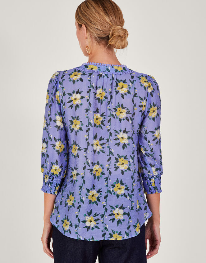 Annie Floral Blouse, Blue (BLUE), large