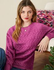 Stitchy Slash Neck Jumper, Pink (PINK), large