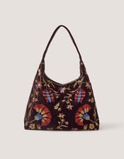 Hatti Embroidered Velvet Crossbody Bag, , large