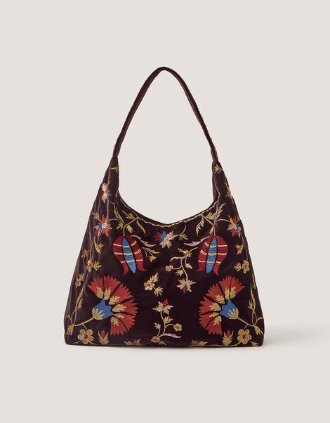 Hatti Embroidered Velvet Crossbody Bag, , large
