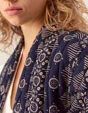 East Celine Reversible Print Quilted Waistcoat, Blue (NAVY), large