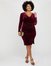 Elle Velvet Dress, Red (BERRY), large