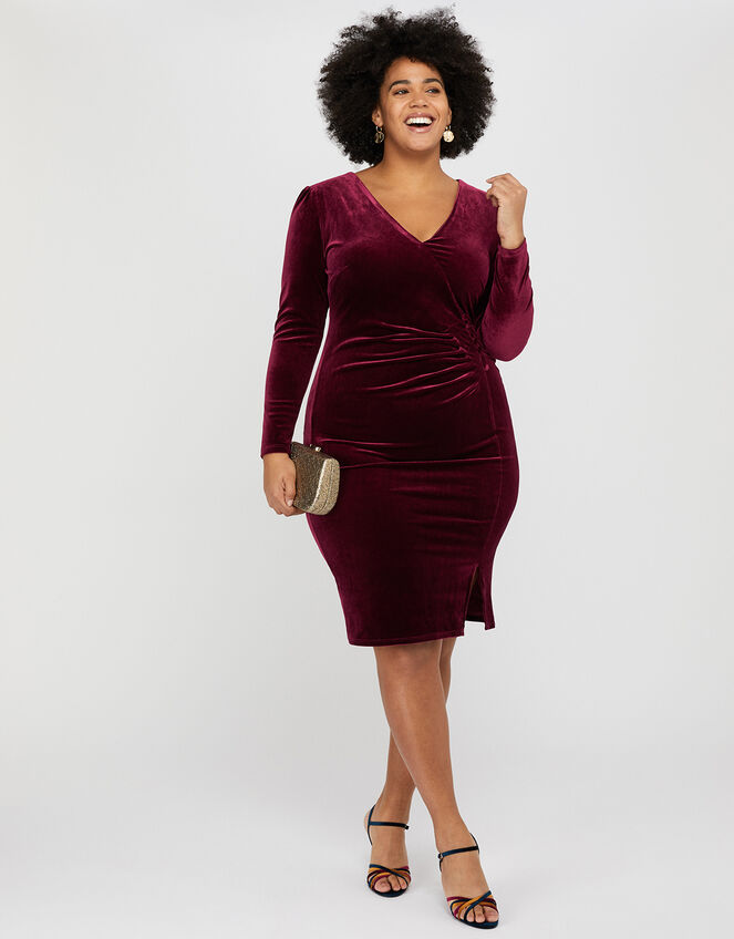 Elle Velvet Dress, Red (BERRY), large
