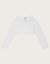 Sammy Pearl Embellished Cardigan, White (WHITE), large