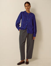 Jane Jacquard Blouse, Blue (COBALT), large