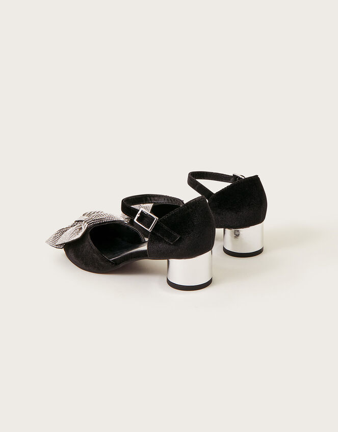 Bow Velvet Two-Part Heels, Black (BLACK), large