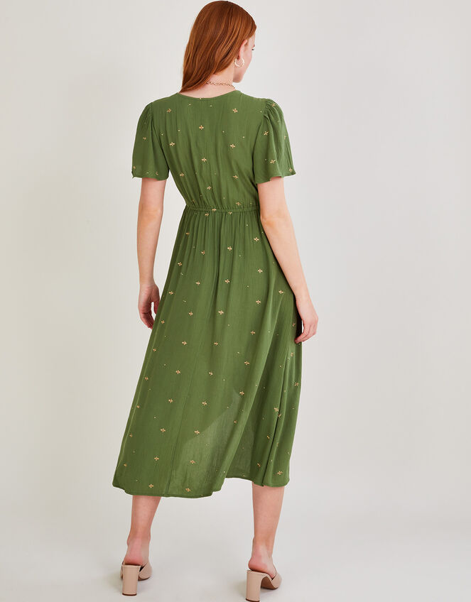 Embroidered Ditsy Dot Dress in LENZING™ ECOVERO™ , Green (KHAKI), large