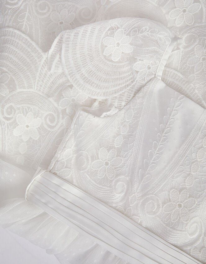 Isabel Lace Scallop Tiered Party Dress, Ivory (IVORY), large