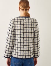 Phoebe Check Tweed Jacket, Blue (NAVY), large