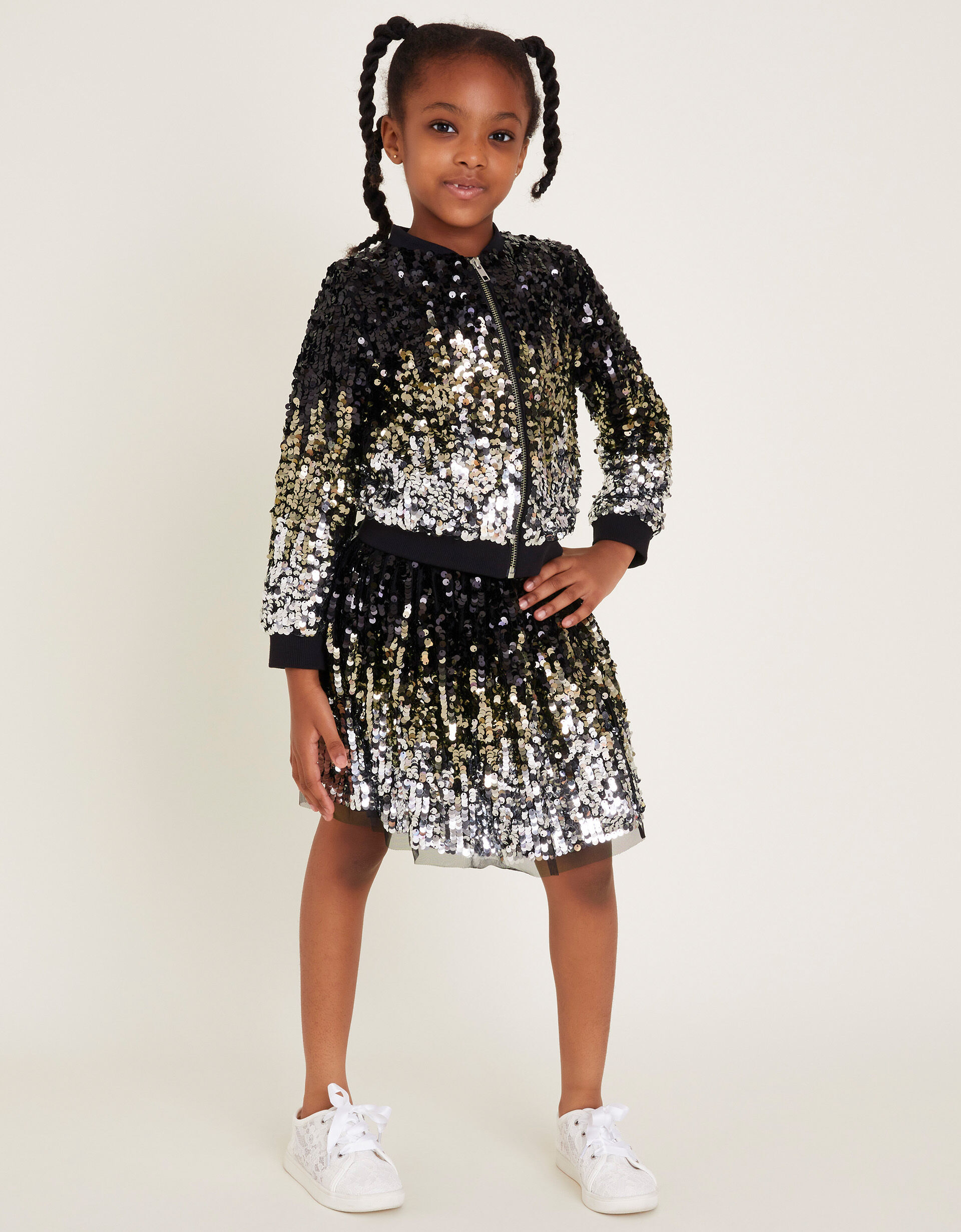 Girls sequin bomber jacket top