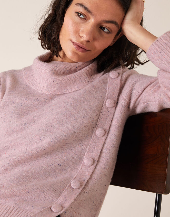 High Neck Button Side Jumper, Pink (PINK), large