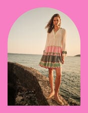 Devotion Twins Ella Geometric Stripe Mini Dress, Multi (MULTI), large