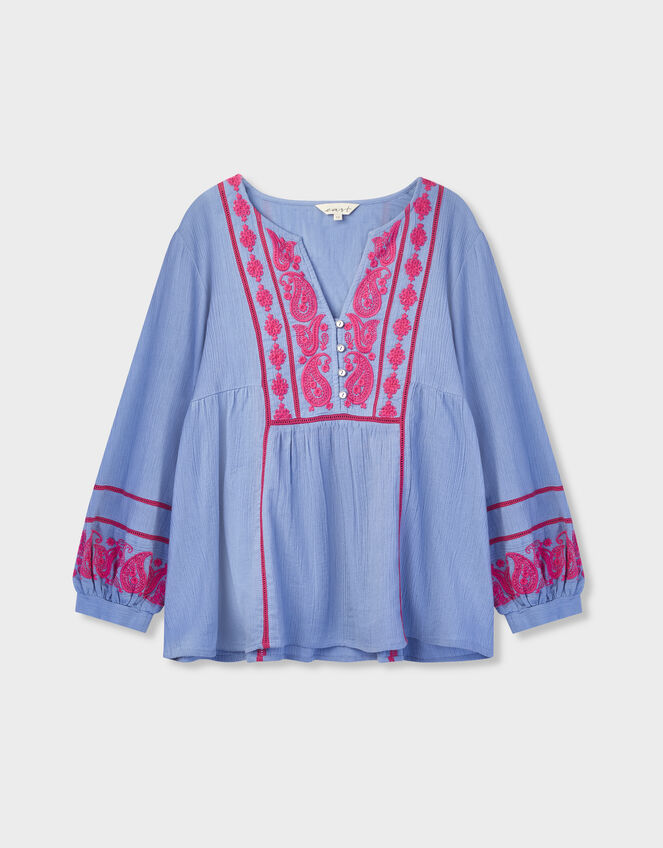East Circe Paisley Embroidered Blouse, Blue (LIGHT BLUE), large