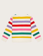 Rainbow Stripe Crew Neck Jumper, Blue (BLUE), large