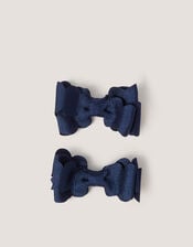 2-Pack School Scallop Bow Hair Clips, Blue (NAVY), large