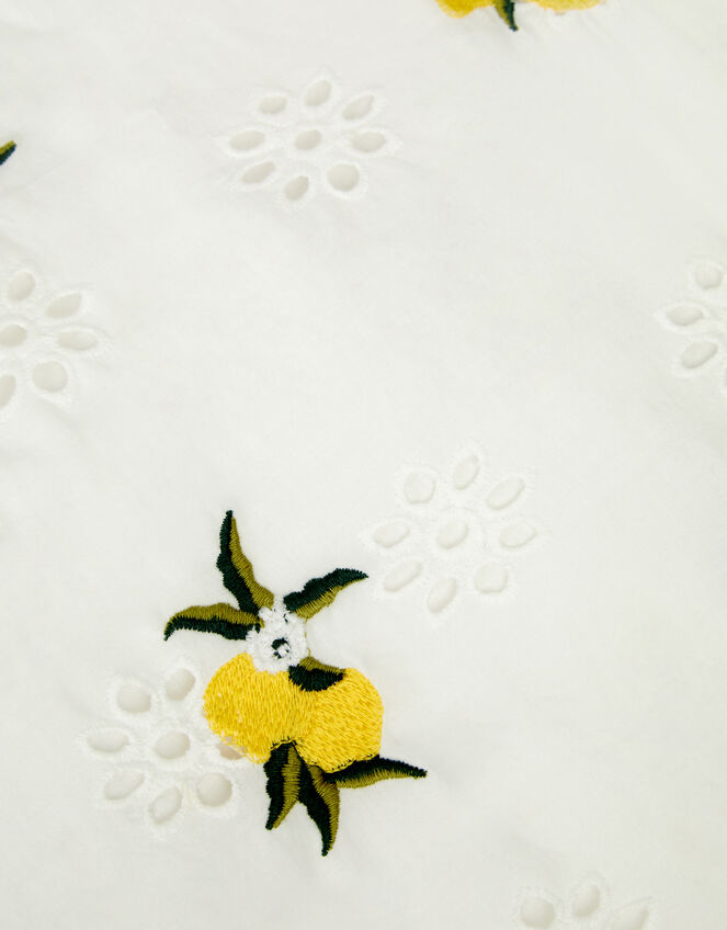 Lemon Embroidered Broderie Dress, White (WHITE), large