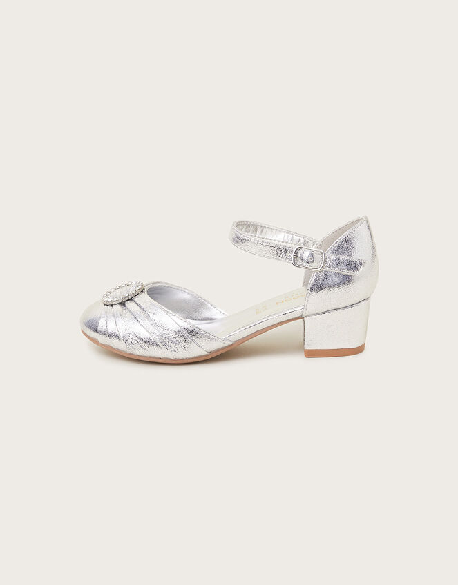 Pleated Two-Part Heels, Silver (SILVER), large