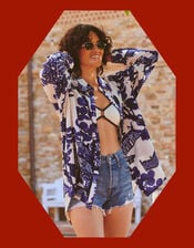 One Hundred Stars Giant Willow Print Oversized Shirt, , large