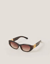 Chunky Oval Sunglasses, Brown (BROWN), large