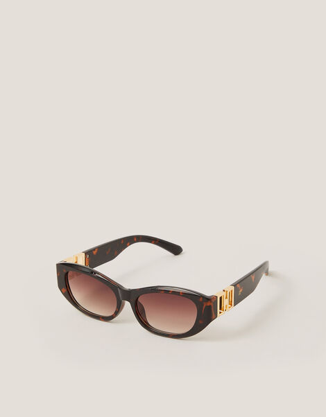 Chunky Oval Sunglasses, Brown (BROWN), large