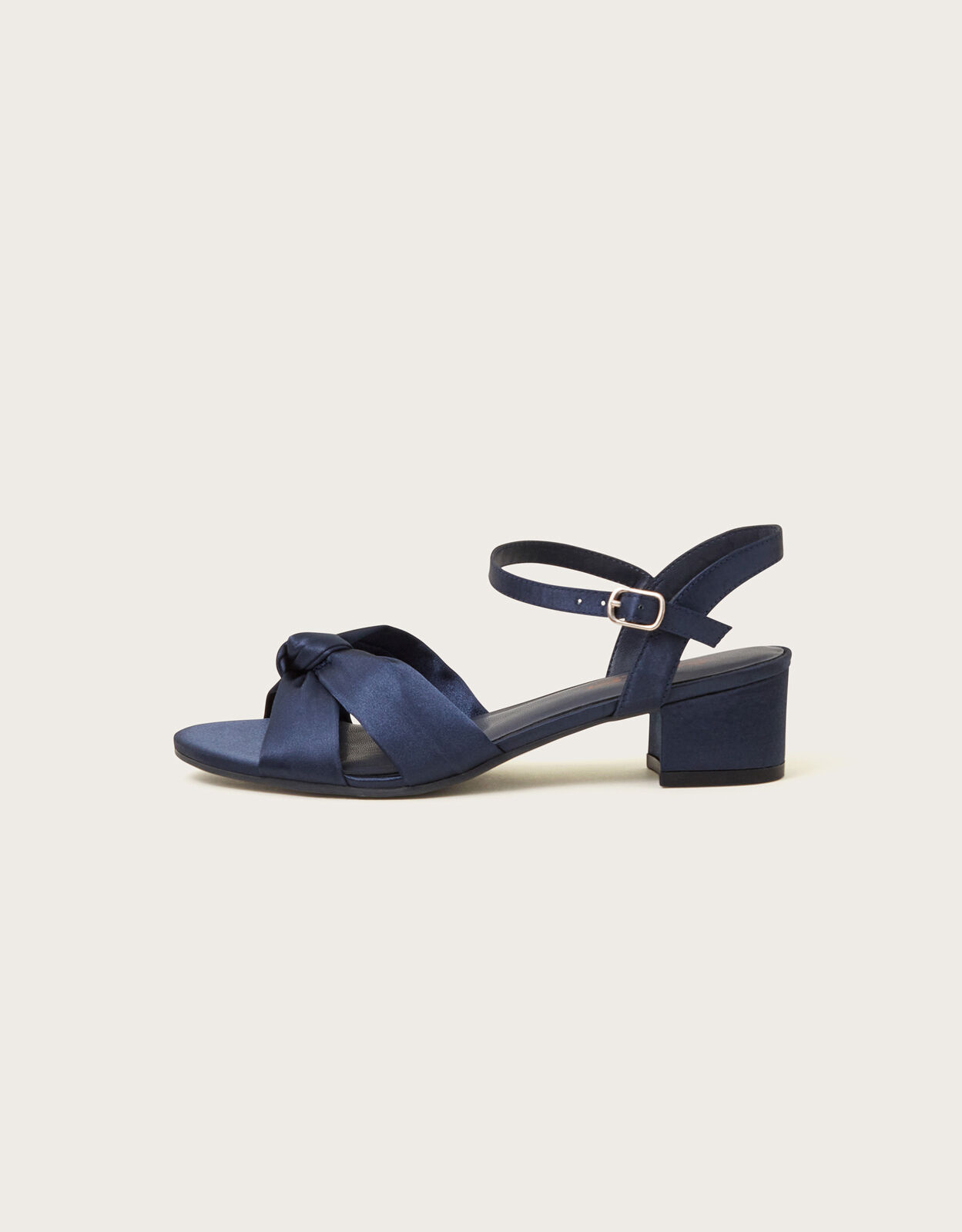 Satin Twist Heeled Sandals Blue