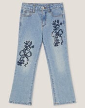 Bow Embroidered Jeans, Blue (BLUE), large