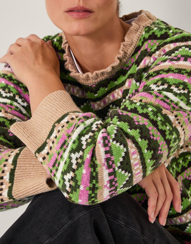 Fira Fair Isle Sweater, Green (GREEN), large