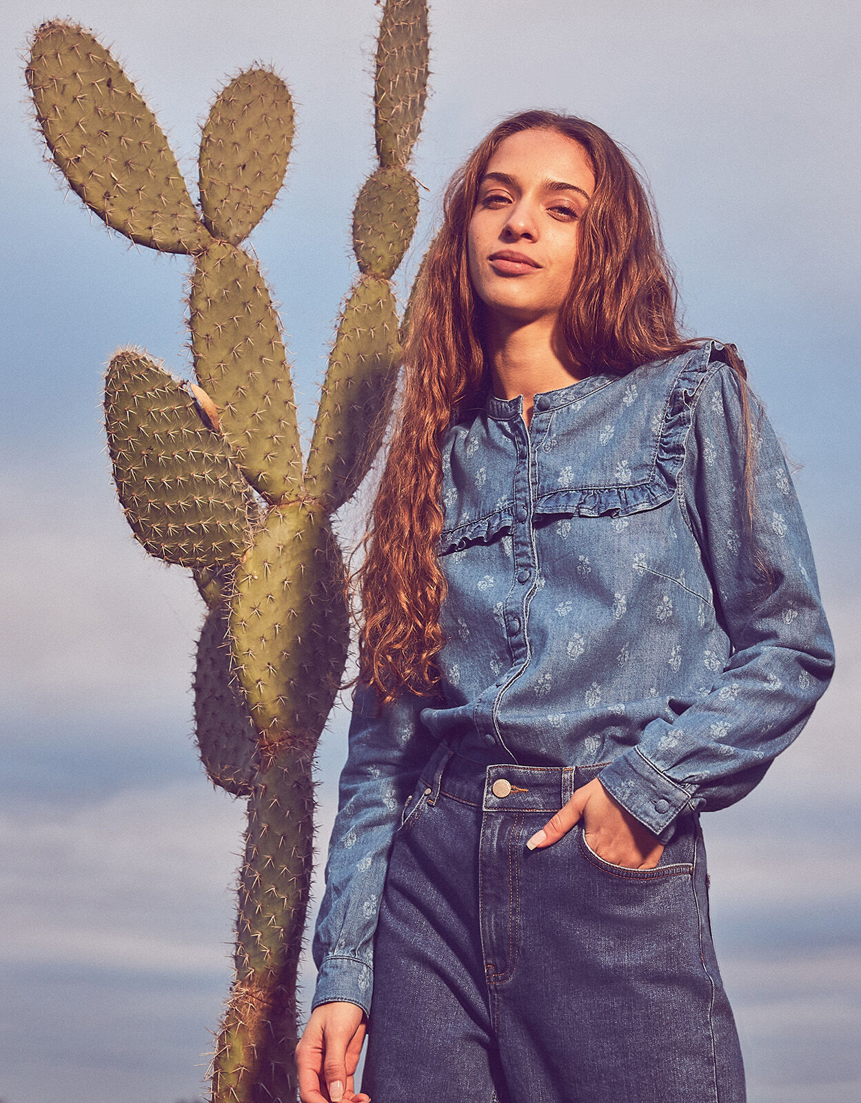 Laser Print Denim Shirt in Sustainable 